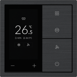 Xelent Series Thermostat Panel Brushed Aluminum - Black