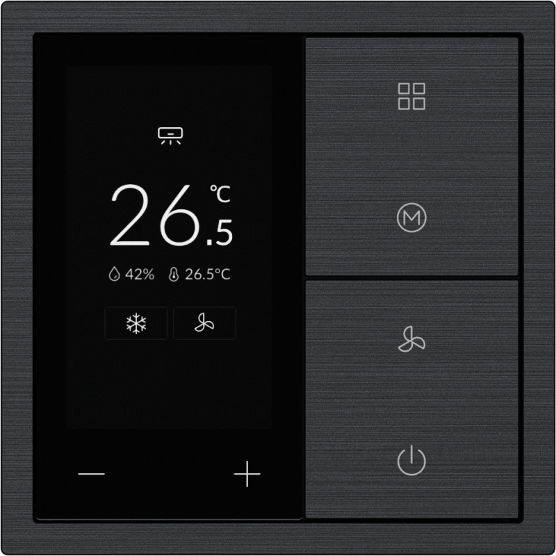 Xelent Series Thermostat Panel Brushed Aluminum - Black