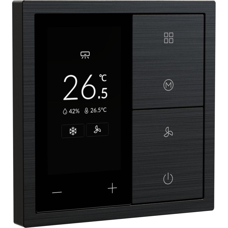 Xelent Series Thermostat Panel Brushed Aluminum - Black