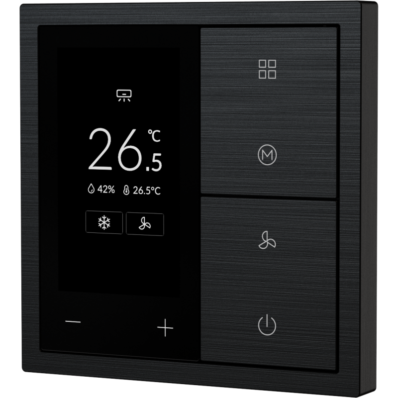 Xelent Series Thermostat Panel Brushed Aluminum - Black
