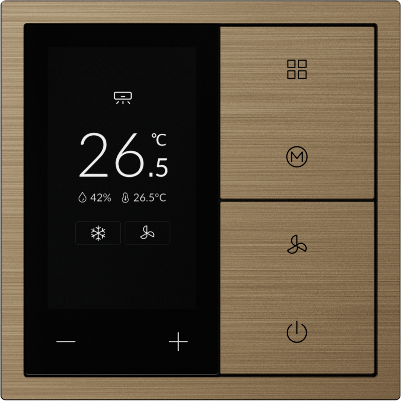 Xelent Series Thermostat Panel Brushed Aluminum - Brass