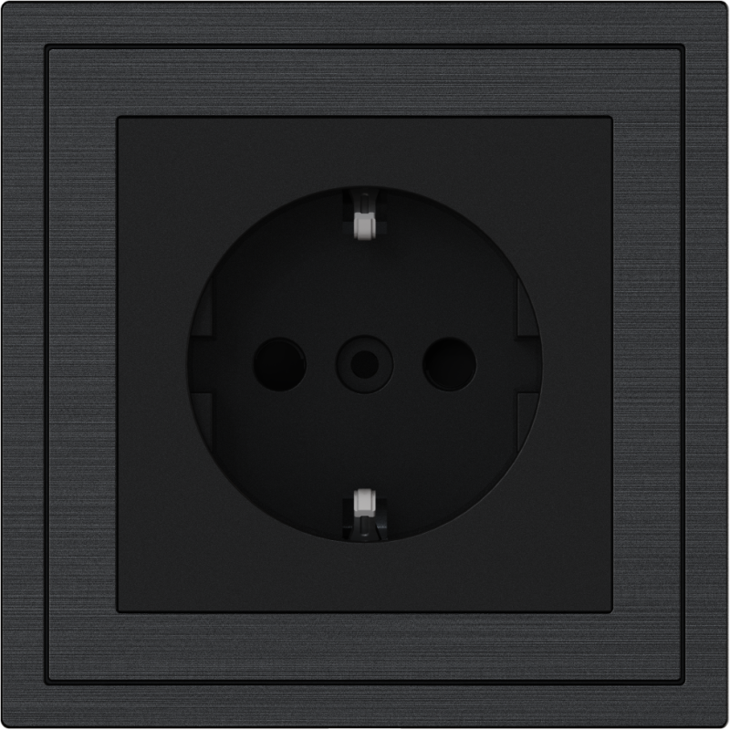 Xelent Series EU Socket Brushed Aluminium - Black