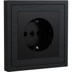 Xelent Series EU Socket Brushed Aluminium - Black