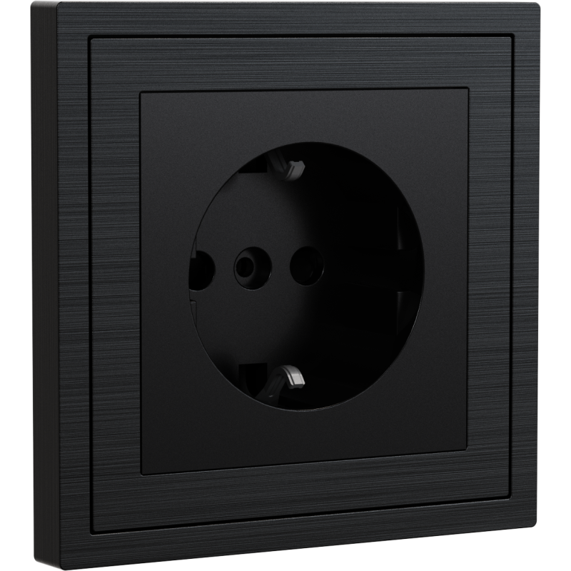Xelent Series EU Socket Brushed Aluminium - Black