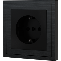 Xelent Series EU Socket Brushed Aluminium - Black