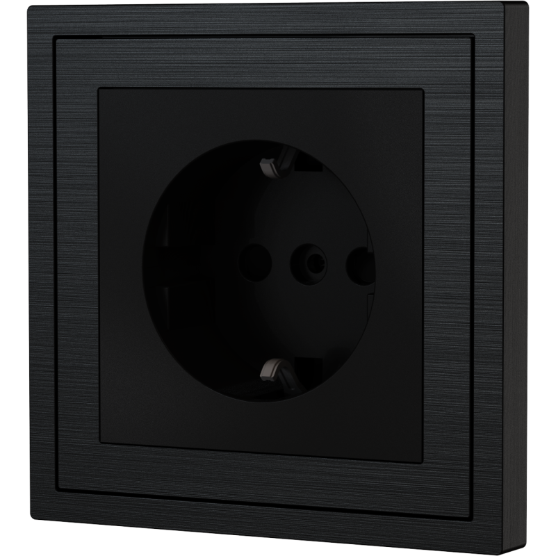 Xelent Series EU Socket Brushed Aluminium - Black