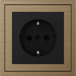 Xelent Series EU Socket Brushed Aluminium - Brass