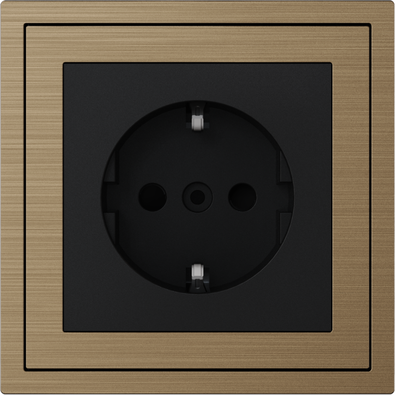 Xelent Series EU Socket Brushed Aluminium - Brass
