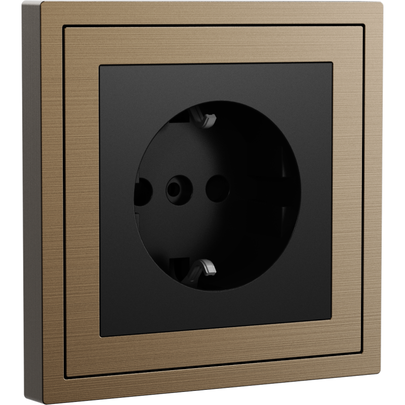 Xelent Series EU Socket Brushed Aluminium - Brass