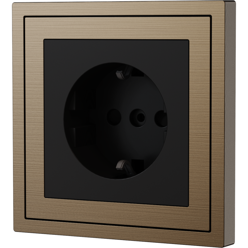 Xelent Series EU Socket Brushed Aluminium - Brass