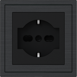 Xelent Series Italy Socket Brushed Aluminium - Black