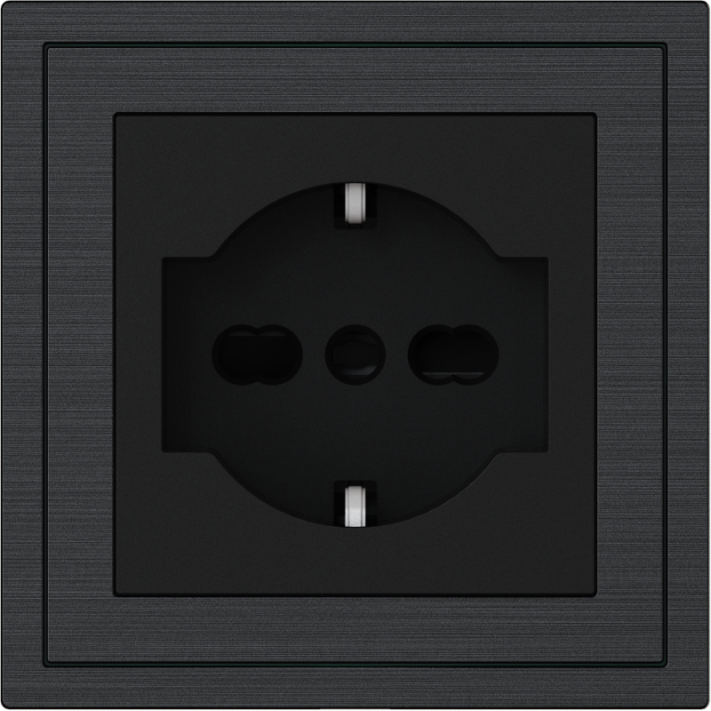 Xelent Series Italy Socket Brushed Aluminium - Black
