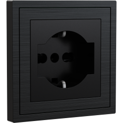 Xelent Series Italy Socket Brushed Aluminium - Black
