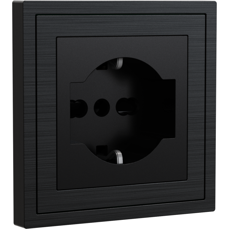 Xelent Series Italy Socket Brushed Aluminium - Black