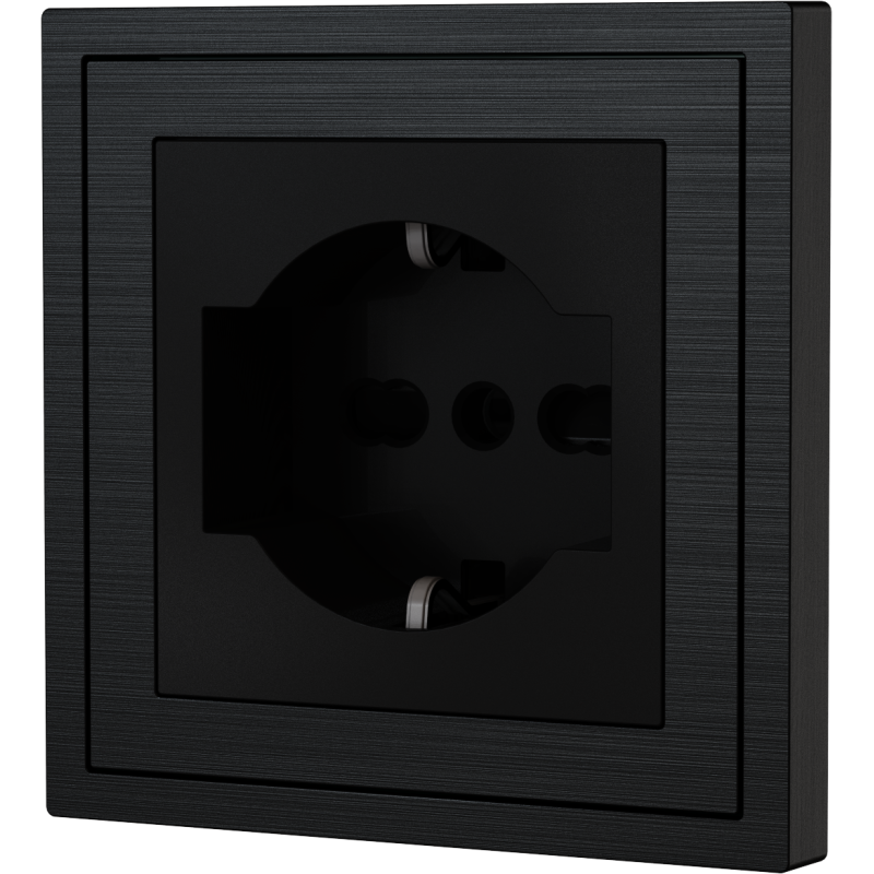 Xelent Series Italy Socket Brushed Aluminium - Black