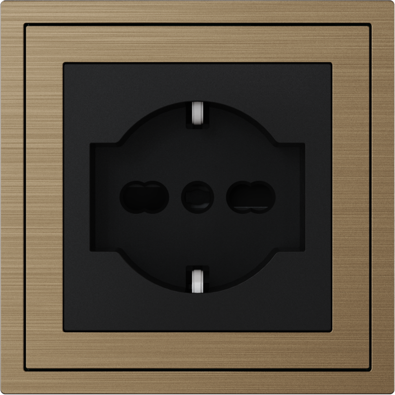 Xelent Series Italy Socket Brushed Aluminium - Brass