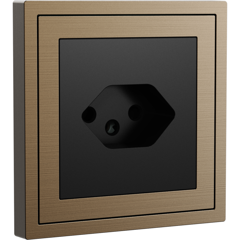 Xelent Series Svizzera Socket Brushed Aluminium - Brass