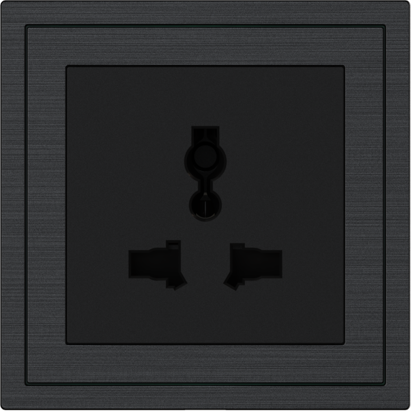 Xelent Series Universal Socket Brushed Aluminium - Black