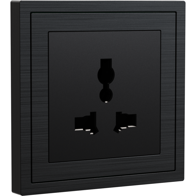 Xelent Series Universal Socket Brushed Aluminium - Black