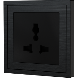 Xelent Series Universal Socket Brushed Aluminium - Black