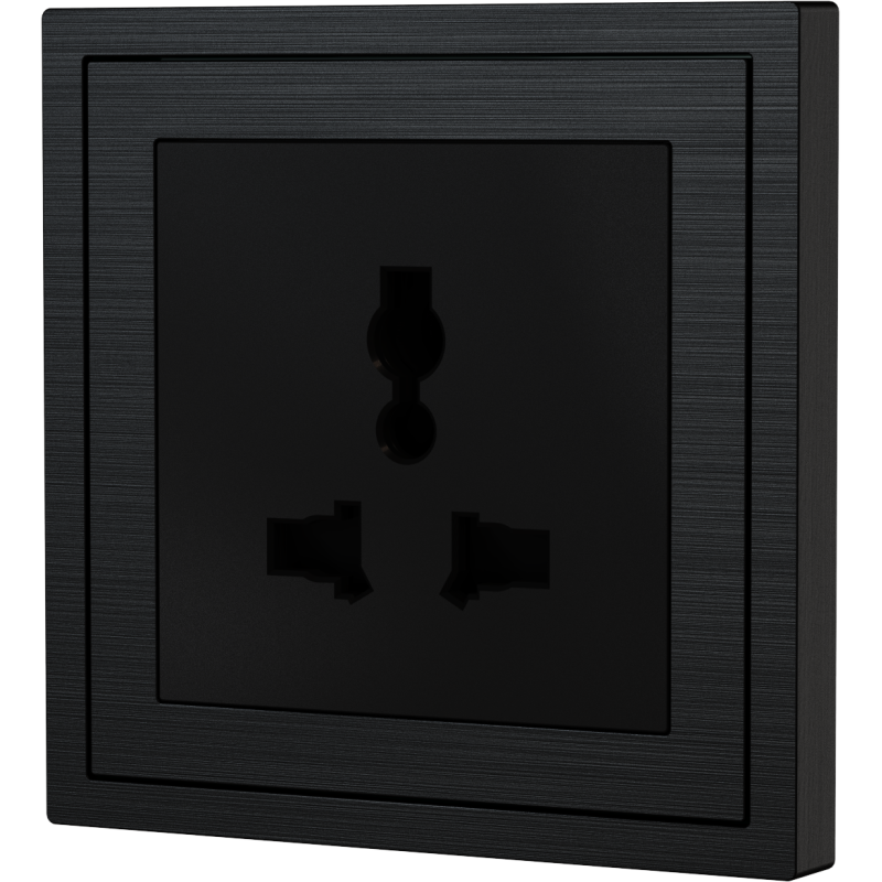 Xelent Series Universal Socket Brushed Aluminium - Black