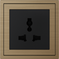 Xelent Series Universal Socket Brushed Aluminium - Brass