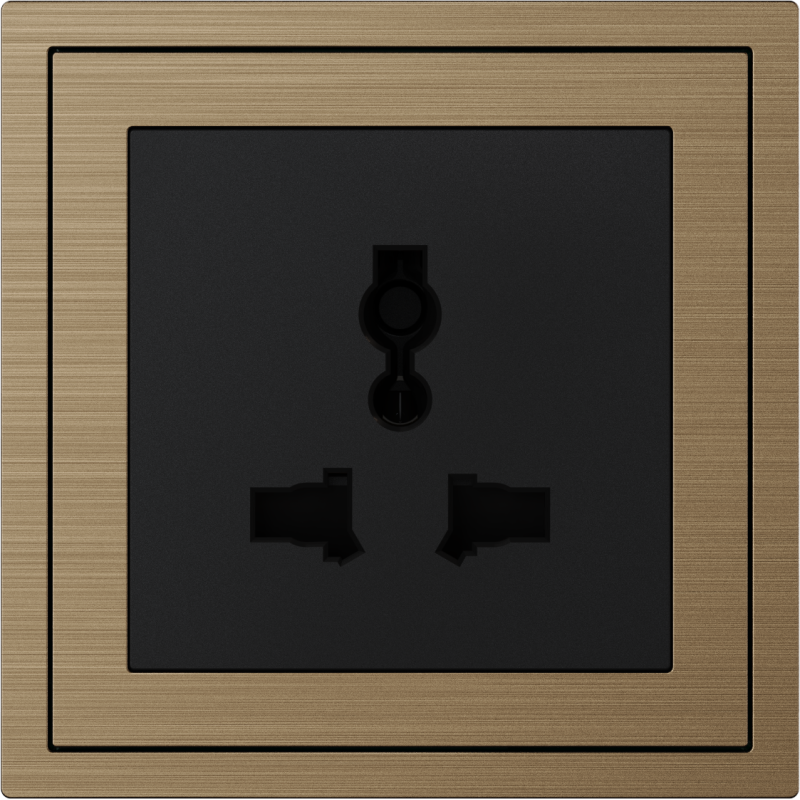 Xelent Series Universal Socket Brushed Aluminium - Brass