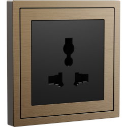 Xelent Series Universal Socket Brushed Aluminium - Brass