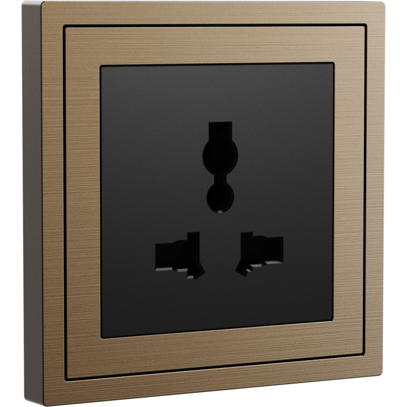 Xelent Series Universal Socket Brushed Aluminium - Brass
