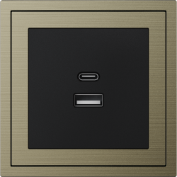 Xelent Series USB and Type-C Wall Outlet Brushed Aluminium - Antique Bronze