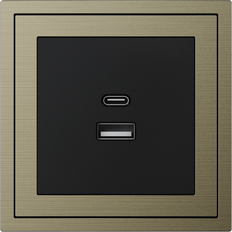 Xelent Series USB and Type-C Wall Outlet Brushed Aluminium - Antique Bronze