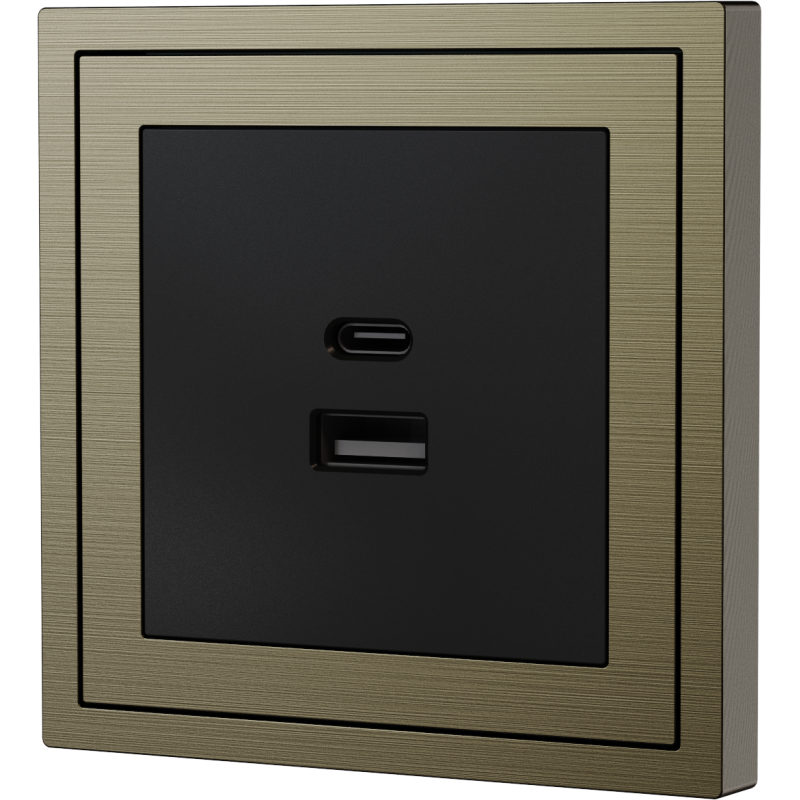 Xelent Series USB and Type-C Wall Outlet Brushed Aluminium - Antique Bronze