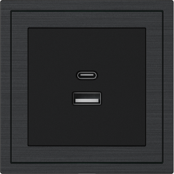 Xelent Series USB and Type-C Wall Outlet Brushed Aluminium - Black