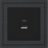 Xelent Series USB and Type-C Wall Outlet Brushed Aluminium - Black