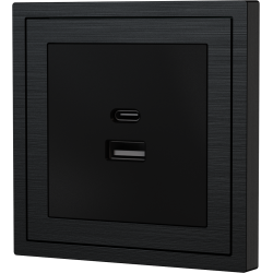 Xelent Series USB and Type-C Wall Outlet Brushed Aluminium - Black