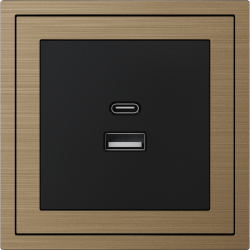 Xelent Series USB and Type-C Wall Outlet Brushed Aluminium - Brass