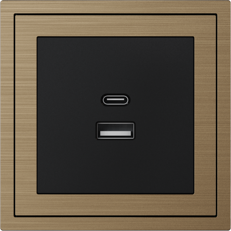 Xelent Series USB and Type-C Wall Outlet Brushed Aluminium - Brass