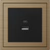 Xelent Series USB and Type-C Wall Outlet Brushed Aluminium - Brass