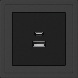 Xelent Series USB and Type-C Wall Outlet - Charcoal Gray