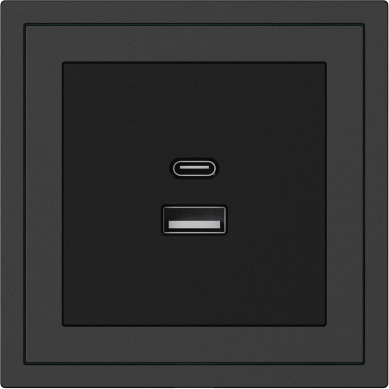 Xelent Series USB and Type-C Wall Outlet - Charcoal Gray
