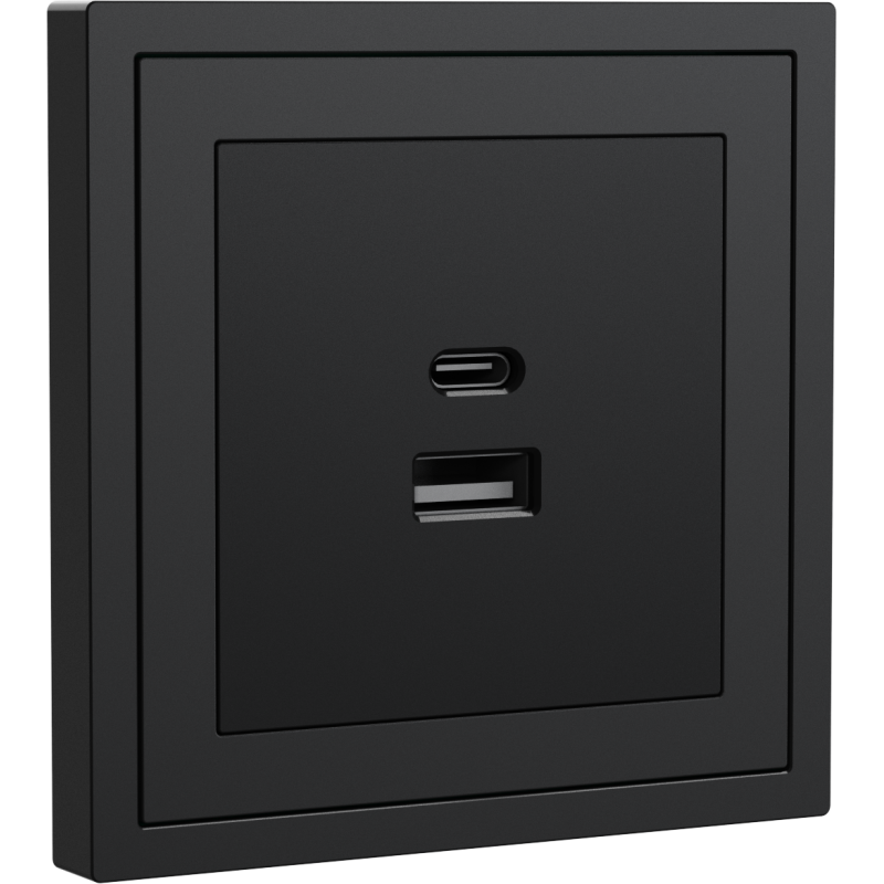 Xelent Series USB and Type-C Wall Outlet - Charcoal Gray
