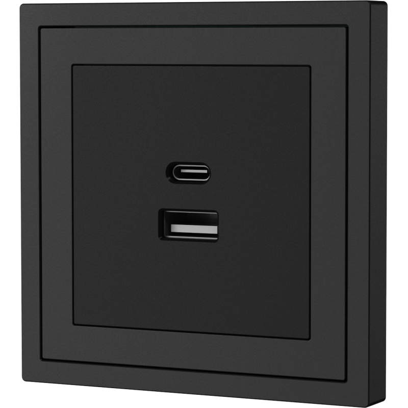 Xelent Series USB and Type-C Wall Outlet - Charcoal Gray