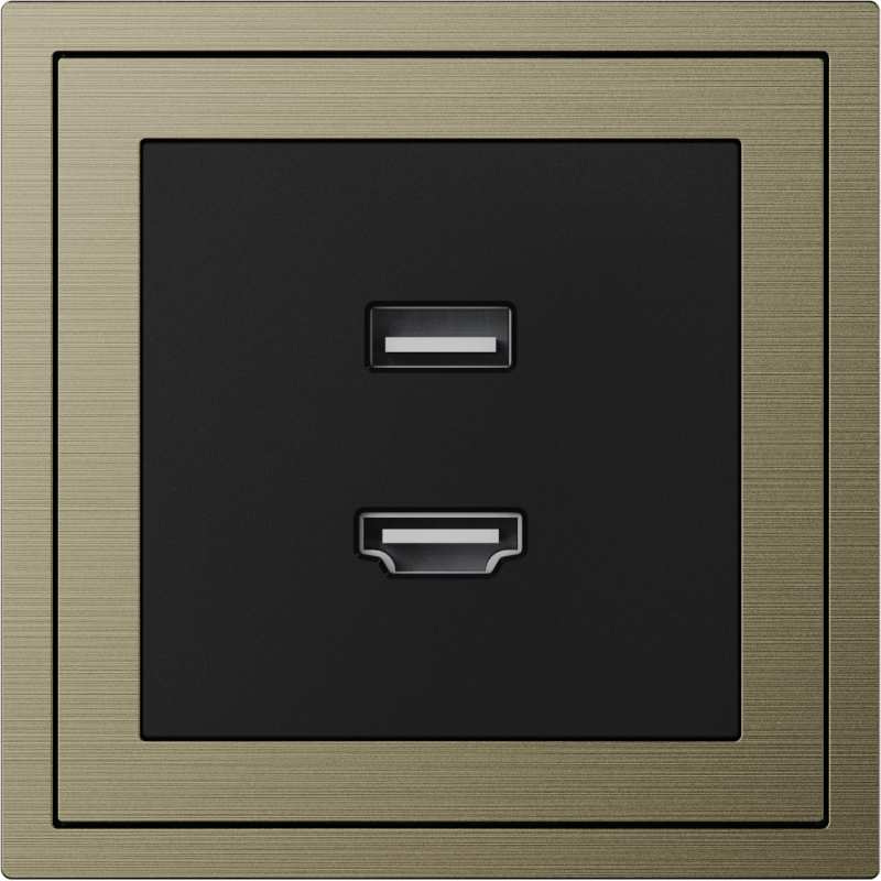 Xelent Series HDMI and USB Wall Outlet Brushed Aluminium - Antique Bronze