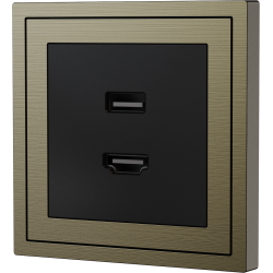 Xelent Series HDMI and USB Wall Outlet Brushed Aluminium - Antique Bronze