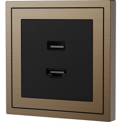 Xelent Series HDMI and USB Wall Outlet Metal - Brass