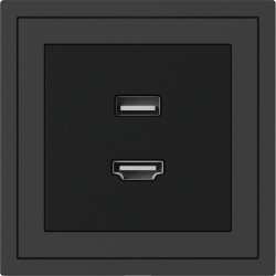 Xelent Series HDMI and USB Wall Outlet - Charcoal Gray