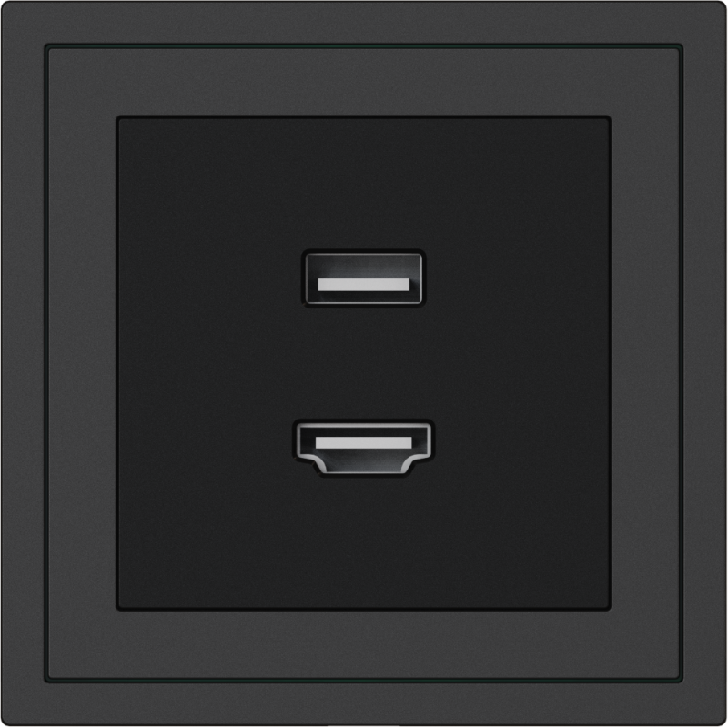 Xelent Series HDMI and USB Wall Outlet - Charcoal Gray