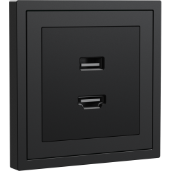 Xelent Series HDMI and USB Wall Outlet - Charcoal Gray