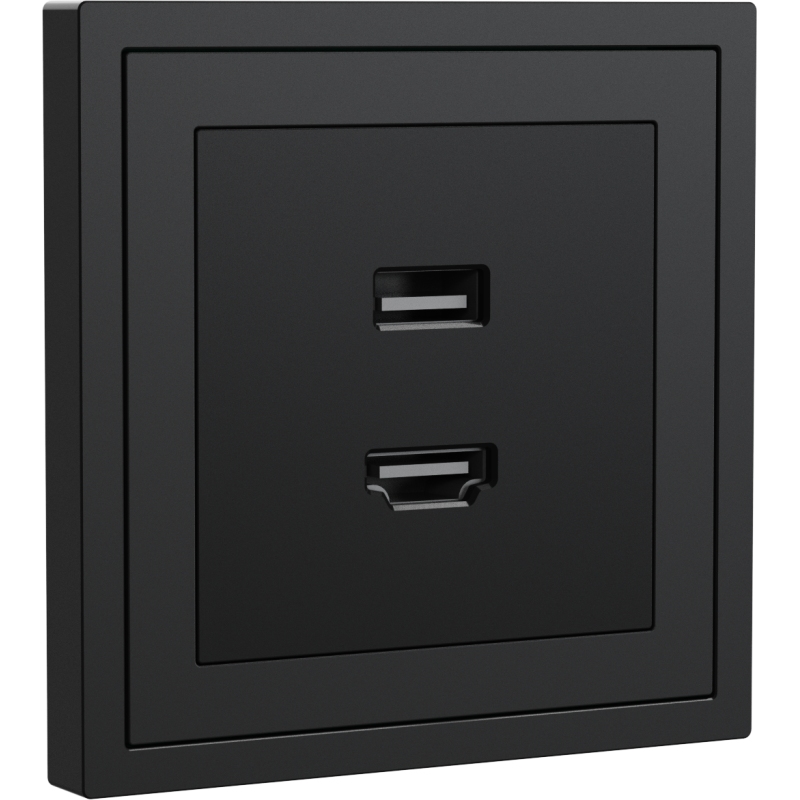 Xelent Series HDMI and USB Wall Outlet - Charcoal Gray