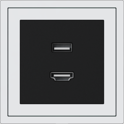 Xelent Series HDMI and USB Wall Outlet - Ivory White